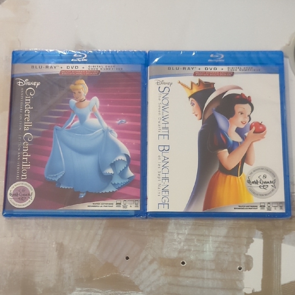 Disney Blu-ray DVD Set: Cinderella & Snow White Signature Collection New